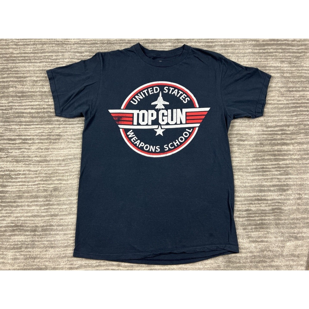Top Gun Shirt Mens Medium Blue Short Sleeve Weapons‎ School Graphic